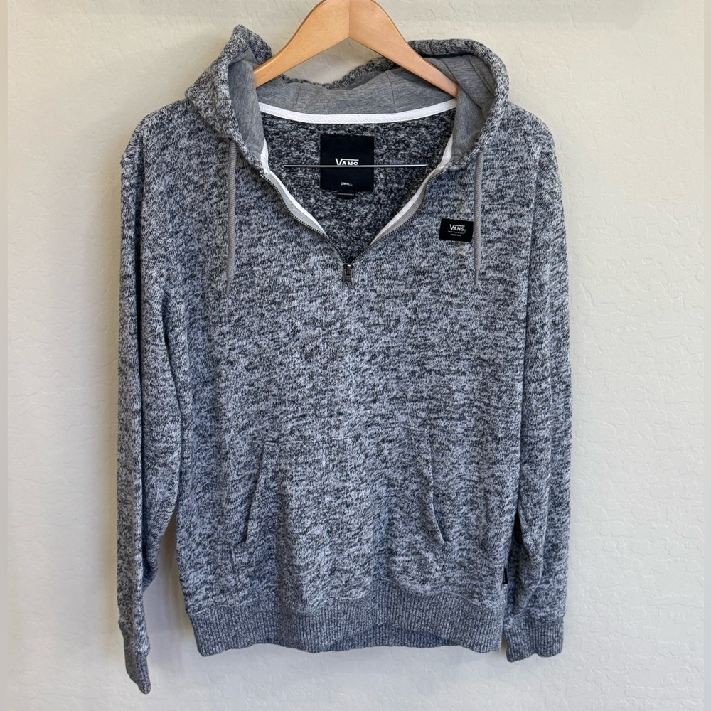 Vans Men’s Flurry Half-Zip Hoodie Gray Marbled Knit Sweater Size Small